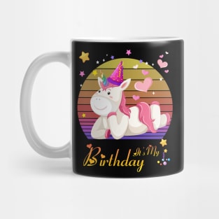 Retro Vintage It's My Birthday Girl Unicorn Gift Cute Idea birthday Mug